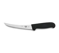 Victorinox Fibrox Couteau à désosser, Couteau de cuisine tranchant pour viande et volaille, 15 cm, Lame incurvée, Rigide, Inox, Noir