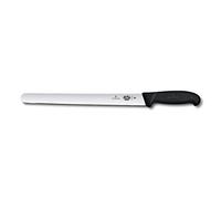 Victorinox Fibrox Couteau à jambon, Couteau de cuisine long pour viande et jambon, 30 cm, Lame lisse, Tranchant, Inox, Noir