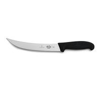 Victorinox Fibrox Couteau de boucher, Couteau long pour couper de gros morceaux de viande, 20 cm, Lame incurvée, Tranchant, Inox, Noir