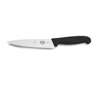 Victorinox Fibrox Couteau de chef, Large couteau universel pour fruits et légumes, 15 cm, Lame lisse, Tranchant, Inox, Noir