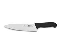 Victorinox Fibrox Couteau de chef, Large couteau universel pour viande, poisson, légumes et herbes, 20 cm, Lame lisse, Tranchant, Inox, Noir
