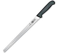 Victorinox Fibrox Couteau de Cuisine/Couteau à Saumon, Lame Alvéolée, Acier Inoxydable, Noir, Standard