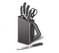 Victorinox Grand Maître Bloc Porte-Couteaux Forgé, 6 Pièces, Noir | Set de cuisine avec couteau d office, steak, santoku et chef pour un usage professionnel. Fabriqué en Suisse.
