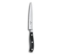 Victorinox Grand Maître Couteau à Trancher, 15 cm, Acier Inoxydable, Noir | Couteau de cuisine forgé avec manche ergonomique pour découper la viande, les fruits et les légumes, Fabriqué en Suisse