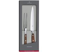 Victorinox Grand Maître, Set à découper, 2 pièces, Lame extra tranchante, avec manche en bois noble, Acier inoxydable, Brun