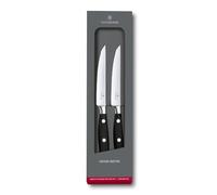 Victorinox Grand Maître Set de 2 Couteaux à Steak, Lame Forgée 12 cm, Noir | Couteaux de table forgés avec tranchant droit et manche ergonomique POM pour découpe précise. Fabriqué en Suisse