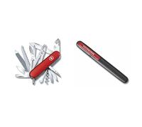 Victorinox Handyman, Swiss Army Knife, Couteau multifonction, Léger, Multitool, 24 Fonctions, Grand Lame, Tire Bouchon, Metal Voir, Rouge & Aiguiseur couteaux, Swiss Made, Portable, Noir/Rouge