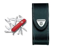 Victorinox, Huntsman, Couteau de Poche Suisse, Multifonction, Léger, 15 Fonctions, Grande lame & Pochette En Cuir pour Couteaux de Poche, 3,5 Cm X 10 Cm, Noir 4.0520.3B1 Taille unique