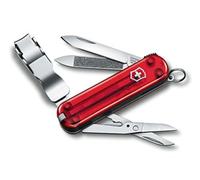 Victorinox Nailclip 580, Swiss Made, 8 Fonctions, Lime à Ongles, Coupe-Ongles, Lame, Ciseaux, Rouge Transparent