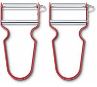 Victorinox REX Éplucheur, pour fruits, légumes, extra tranchant, coupe droite, aluminium, rouge (Lot de 2)
