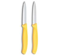 Victorinox Ensemble de couteaux SWISS CLASSIC 8 cm, tranchants lisses et dentelés, pointus, set de 2 pc, jaune, plastique, Victorino
