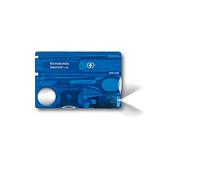 Victorinox Swiss Card Lite, Multitool de Poche Suisse, 13 Fonctions, Led, Loupe, Bleu Transparent
