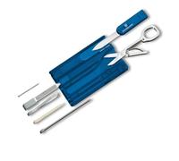 Victorinox Swiss Card, Multitool de Poche Suisse, Taille de La Carte de Crédit, 10 Fonctions, Stylo, Ciseaux, Bleu Transparent