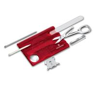 Victorinox Swiss Card Soins des Ongles, Multitool de Poche Suisse, Taille de La Carte de Crédit, 13 Fonctions, Lime à Ongles, Ciseaux, Rouge Transparent