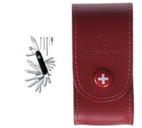 Victorinox Swiss Champ Couteau de Poche Suisse, Léger, Multitool, 33 Fonctions, Lame, Ciseaux, Tire Bouchon, Noir & Etui cuir pour Couteau Suisse, rouge