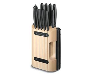 Victorinox Swiss Classic Bloc Porte-Couteaux, 11 Pièces Bloc à Couteaux Équipé, Y Compris Couteau de Cuisine et Éplucheur, Bois