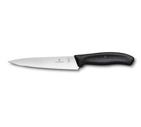 Victorinox Swiss Classic Couteau à Découper, 15 cm, Acier Inox, Noir | Couteau à trancher professionnel à lame extra-tranchante et manche ergonomique pour la cuisine, fabriqué en Suisse