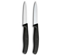 Victorinox Swiss Classic Couteau à légumes et à éplucher, pour fruits et légumes, Extra tranchant, Droit et dentelé, Acier inoxydable, Noir