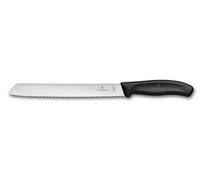 Victorinox Swiss Classic Couteau à Pain, Lame Dentelée 21 cm, Noir | Couteau de cuisine professionnel en acier inoxydable pour croûtes dures. Manche ergonomique en TPE, 21 cm, Fabriqué en Suisse