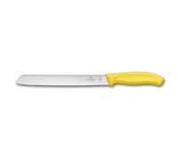 Victorinox Swiss Classic, Couteau à pain professionnel, Lame extra-tranchante, Tranchant dentelé, 21 cm, Manche plastique robuste, Acier inoxydable, Jaune