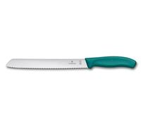Victorinox Swiss Classic, Couteau à pain professionnel, Lame extra-tranchante, Tranchant dentelé, 21 cm, Manche plastique robuste, Acier inoxydable, Vert