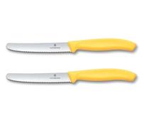 Ensemble de couteaux SWISS CLASSIC 11 cm, lot de 2 pièces, dentelé, jaune, plastique, Victorinox