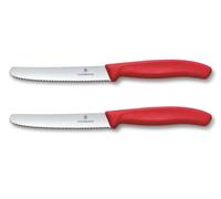 Ensemble de couteaux SWISS CLASSIC 11 cm, lot de 2 pièces, dentelés, Rouge, plastique, Victorinox