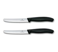Ensemble de couteaux SWISS CLASSIC 11 cm, lot de 2 pcs, crantés, noir, plastique, Victorinox