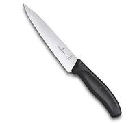 Victorinox Swiss Classic, Couteau à trancher professionnel, Lame extra-tranchante, tranchant droit, 15 cm, manche plastique, acier inoxydable, noir