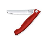 Victorinox Swiss Classic Couteau de pique-nique pliable pour les randonnées, fruits, légumes, petits pains, saucisses, avec lame droite, extra tranchante, Rouge