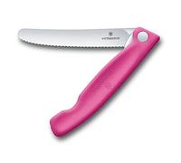 Victorinox Swiss Classic Couteau de pique-nique pliable pour les randonnées, fruits, légumes, petits pains, saucisses, à lame crantée, extra-tranchante, Rose