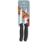Victorinox Swiss Classic Gourmet Lot de 2 Couteaux à Steak, Lame Extra Tranchante, Noir