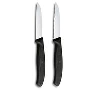 Ensemble de couteaux SWISS CLASSIC 8 cm, lame lisse et tranchant denté, set de 2 pc, noir, plastique, Victorinox