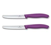 Victorinox Swiss Classic Set 2 Couteaux à Petit Déjeuner 11 cm, Violet | Lame à tranchant ondulé et pointe arrondie pour pain et tomates, manche ergonomique, durable, lavable au lave-vaisselle