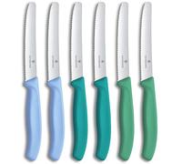 Victorinox Swiss Classic Set 6 Couteaux à Tomates et de Table, 11 cm, Vert | Couteau de Cuisine avec Tranchant Denté, Manche Ergonomique, Idéal Fruits et Légumes, Polypropylène, Swiss Made