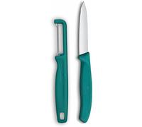 Ensemble couteau et éplucheur SWISS CLASSIC, lot de 2 pièces, vert, plastique, Victorinox