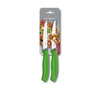 Victorinox Swiss Classic Set de 2 Couteaux à Steak Gourmet, Tranchant Denté, Résistant au lave-vaisselle, Fabriqué en Suisse, Vert