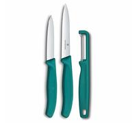 Ensemble couteau et éplucheur SWISS CLASSIC, lot de 3 pièces, vert, plastique, Victorinox