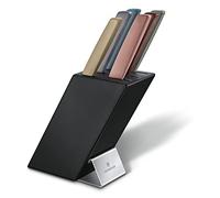 Victorinox Swiss Modern Bloc à Couteaux, 6 Pièces, Bois de Hêtre | Rangement élégant en bois laqué noir avec couteau Santoku, couteau à pain et de chef. Fabriqué en Suisse.
