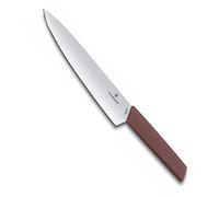 Victorinox Swiss Modern, Couteau à trancher professionnel, Lame extra-tranchante, tranchant droit, 22 cm, Acier inoxydable, Raisin-rouge