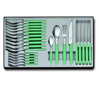 VICTORINOX Ménagère Swiss Modern pour 6 Personnes, 24 pièces, avec Couteaux à Steak Affûtés, Tranchant Denté, Manches Synthétiques, Vert