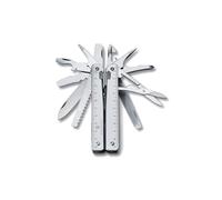 Victorinox Swiss Tool Couteau de Poche Suisse, Couteau Multifonctions, 28 Fonctions, Tire Bouchon, Lame Fixe, Etui, Argent