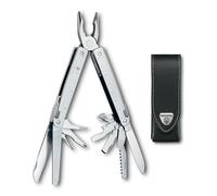 Victorinox Swiss Tool Couteau de Poche Suisse, Multitool, 26 Fonctions, Tire Bouchon, Lame Fixe, Etui, Argent