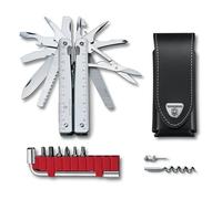 Victorinox Swiss Tool X Plus Couteau de Poche Suisse, Couteau Multifonction, 37 Fonctions, Tire Bouchon, Lame Fixe, Etui, Argent
