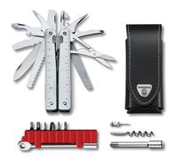VICTORINOX Couteau Suisse Swiss Tool X Plus Ratchet, 40 Fonctions, Outil Multifonction, y c. Pince à Bec, Lame Blocable, Argent