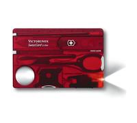Victorinox Multitool de poche Swiss Card Lite - 13 fonctions, LED, loupe, tournevis, ciseaux - Rouge
