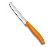 Victorinox VN67836L119 Couteau à Tomates, Acier Inoxydable, Mixte Adulte, Argent/Orange, 11 cm