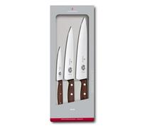 Victorinox Wood Ensemble de 3 Couteaux à Découper et d'Office, Érable | Set de cuisine polyvalent en acier inoxydable pour viande et légumes. Manche robuste en bois d'érable. Fabriqué en Suisse.
