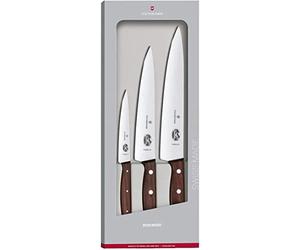 Victorinox Wood Jeu de 3 Couteaux à Découper, Manche en Bois, Couteau d’Office, Couteaux à Découper, Inoxydable