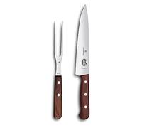 Victorinox Wood Service à Viande, 2 Pièces, Couteau et Fourchette | Set de découpe élégant en bois d'érable avec lame tranchante en acier inox pour rôtis. Fabriqué en Suisse